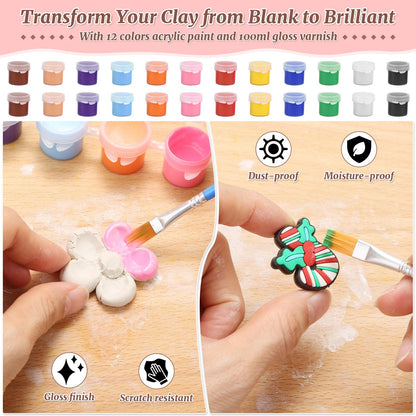 Natural Air-Dry Clay, 8 LBs Pottery Clay with 100ML Glaze Gloss Clay Varnish Protects and 27 PCS Pottery Tools Sculpting Tool Set, Air-Dry Clay Kit for Adults Beginner DIY Craft Gift