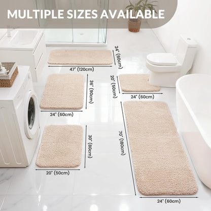 Exclusivo Mezcla Bathroom Rugs Mat 17x24, Extra Soft Non Slip Absorbent Microfiber Bath Rugs, Machine Washable Quick Dry Bath Mats for Bathroom Floor, Shower, Home Decor, Solid Camel