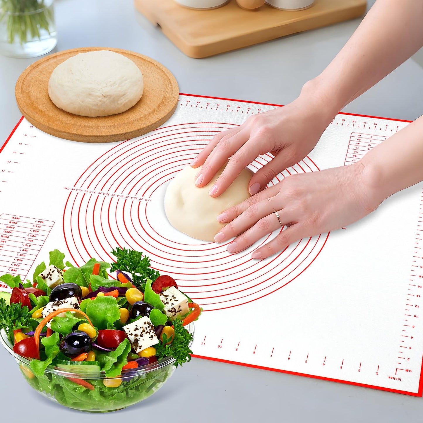 2 Pcs 32x24" Extra Large Dough Mat Silicone Baking Mats for Rolling Pastry Kneading Sheet Sourdough Bread Baking Supplies (Red)