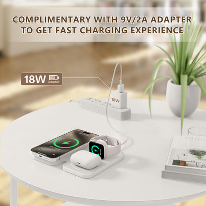 2025 Traveling Portable Wireless Mag-Safe Fast Charging Station,Magnetic 3 in 1 Charger for iPhone 17 16 15 14 13 12 Pro Max Plus,Apple Watch Series & Air pods 4 3 2 Pro-Gifts for Family