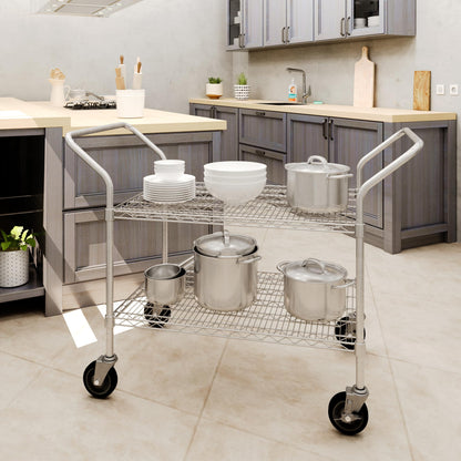 24" W x 36" L x 36" H Chrome Heavy Duty Utility Cart | 2-Tier | NSF Commercial Storage Rack Mobile Unit | Storage and Mobility Solution for Your Business