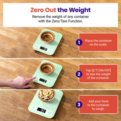 Etekcity Food Kitchen Scale, Digital Grams and Ounces for Weight Loss, Baking, Cooking, Keto and Meal Prep, Large, Green