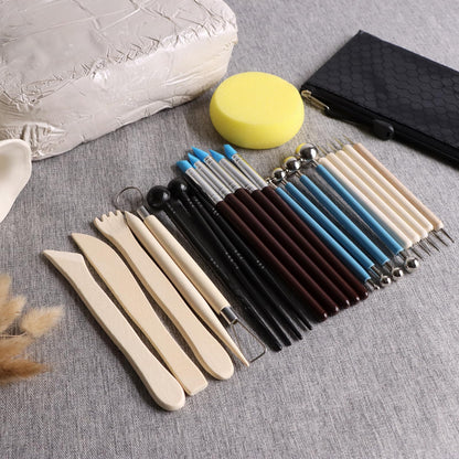 ZEHIQ Premium Air Dry Clay Kit, 2.2LBs Natural White Pottery Clay with 25 Pcs Clay Sculpting Tools, Modeling Clay for Pottery Wheel & Craft Projects, Ideal for All Skill Levels (White & Tools)