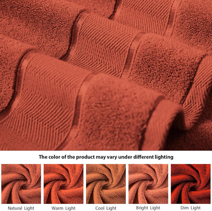 Marvione Bath Towels Set - 100% Turkish Cotton, Highly Absorbent & Soft | 6-Piece in Burnt Orange