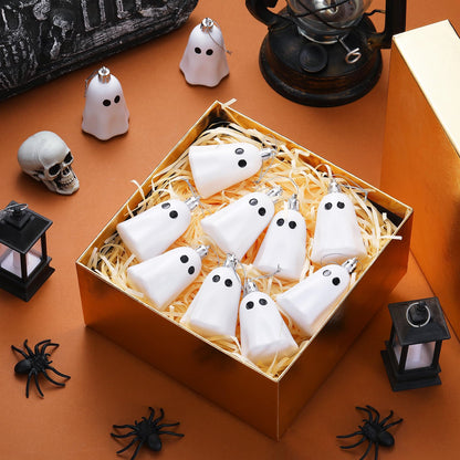 Tigeen 12 Pcs Halloween Hanging Ornaments Cute Ghost Decoration Halloween Tree Decoration Plastic Decorative Mini Ghost Ornaments for Home Tree Party Supplies (Cute,White)