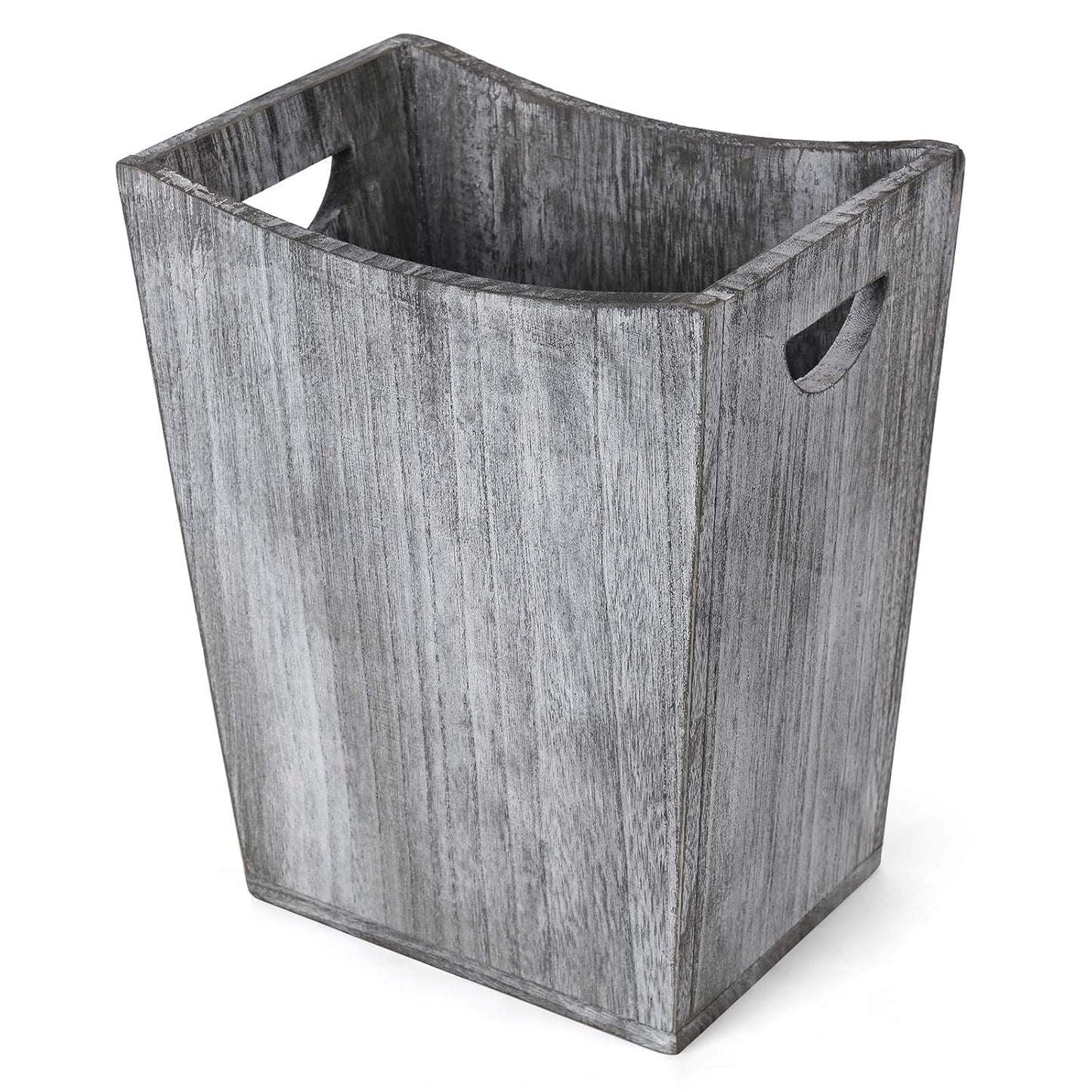 BTY Farmhouse Wooden Trash Can, Small Square Wastebasket, Rustic Torched Container Bin Holder for Kitchen, Office -