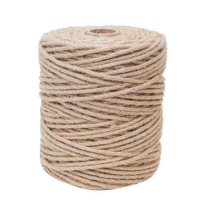 Natural Jute Twine 656ft 6mm,4Ply Twisted Thick Twine Rope Strong Jute String Roll for Crafts Gift Wrapping Gardening Home Decor Bundling Cat Scratching Post