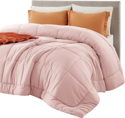 Bedsure Comforter Duvet Insert - All-Season Quilted Down Alternative Blanket, Pink Full Size 86 x 82 Inches