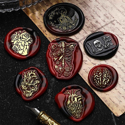 Ychostamp Halloween Wax Seal Stamp - Heart Sealing Wax Stamp, 3D Cardiovascular Specimen Brass Seal for Halloween Wedding Invitation Card, Envelopes, Gift Decoration