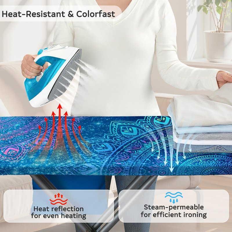 FIOBEE Ironing Board Cover and Pad Extra Thick Iron Board Pad with Heat-Resistant Mesh Padded Iron Board Covers Adjustable Buckle & Elastic Edges for 15x54 Standard Size (Ironing Board Not Included)