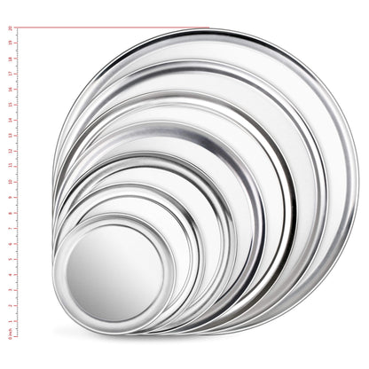 New Star Foodservice Restaurant-Grade Aluminum Pizza Pan/Tray, Wide Rim, 18 Inch, Pack of 6