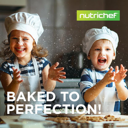 NutriChef 3-Piece Nonstick Baking Pans Set - Premium Commercial Grade Bakeware with Red Silicone Handles