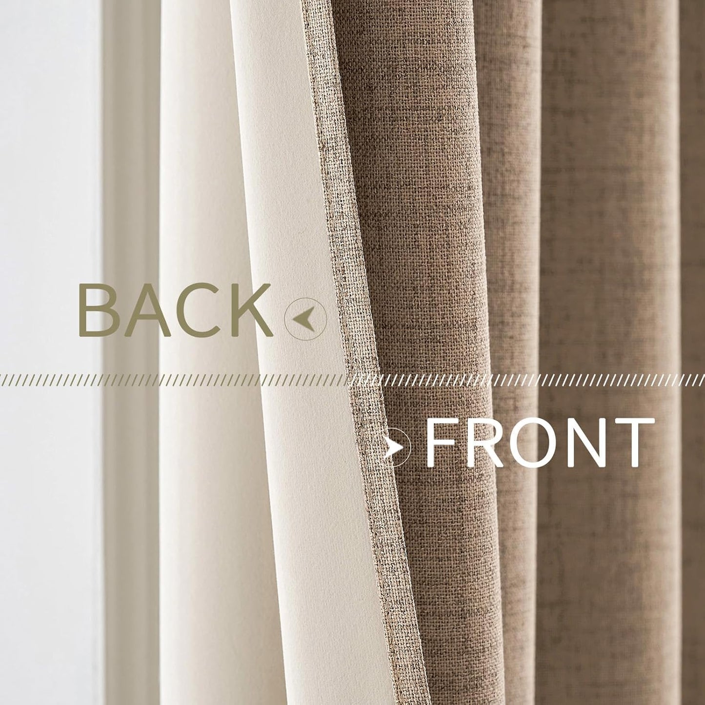 MIULEE 100% Blackout Linen Textured Curtains - Thermal Insulated Copper Brown Grommet Drapes | 42 x 90 Inch (2 Panels)