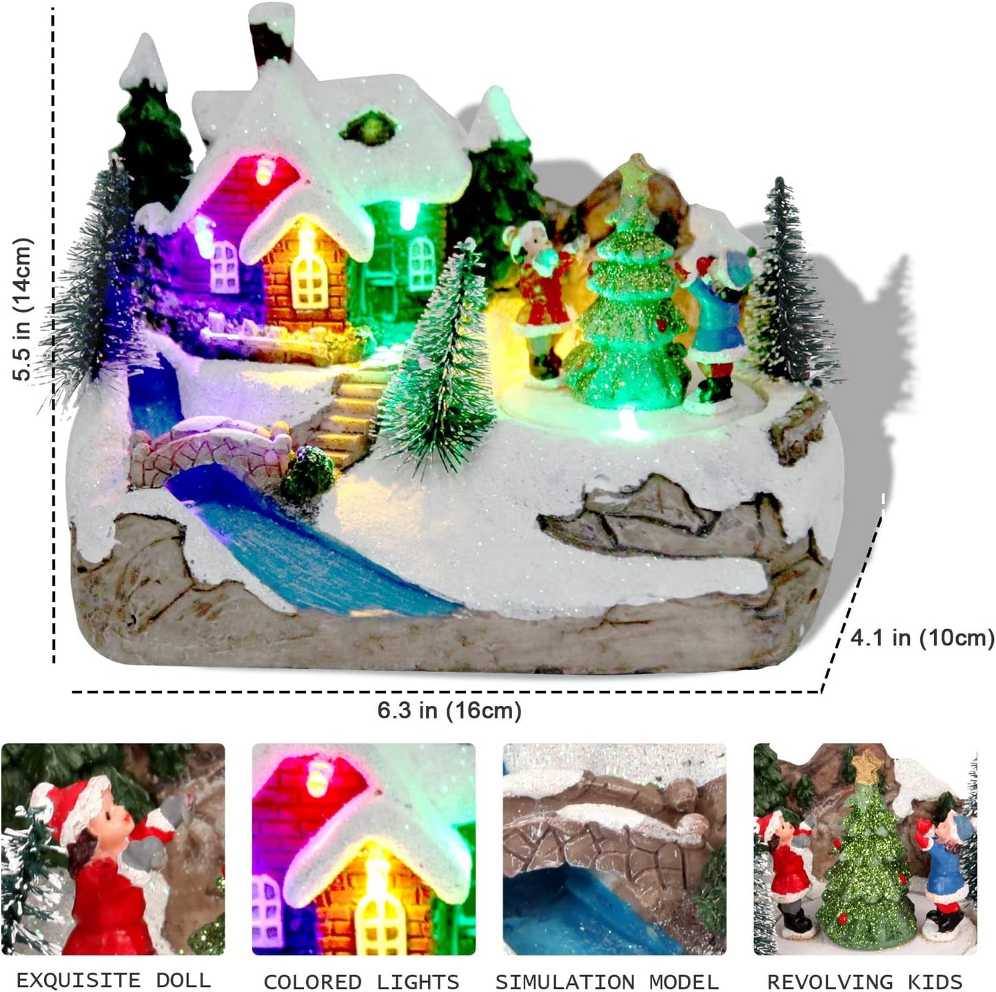 TOYESUNA 8 Christmas Collectible Buildings Decoration Musical Christmas Village Figurines Snow Globe with Spinning