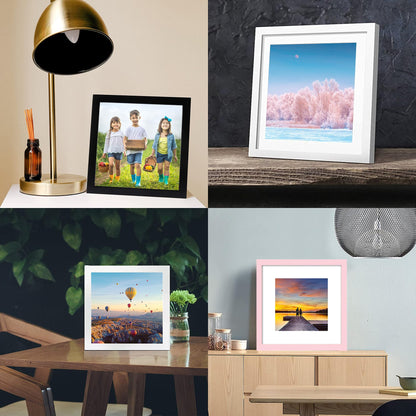 12x12 Wood Picture Frames for Wall Hanging or Tabletop,Diamond Painting Frame Baby Scan Picture Frames with 2 Mats Display 8x8 or 10x10 for Family Walls Decoration,Anniversary,Wedding,Christmas(Pink)