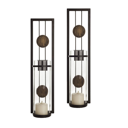 Danya B Set of Two Wall Sconces, Metal Wall Décor, Antique-Style Metal Sconce for Home, Patio or Office – Decorative Metal Wall Scone, Candle Holder, Real or Battery Operated Candles