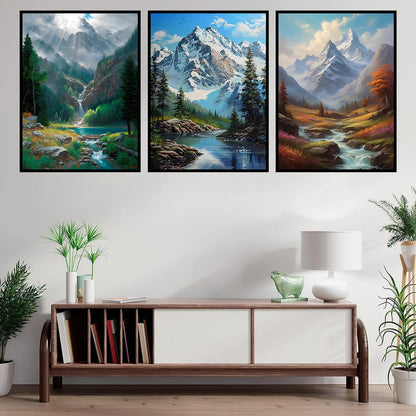 HHMATITS 3 Pack Landscape Diamond Art Kits for Adults - DIY Diamond Painting Kits for Beginners, 5D Mountain Diamonds Art Painting Round Full Drill for Home Wall Decor Gifts 12x16Inch