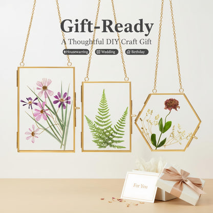 Relaxing Garden Pressed Flower Craft Kit for Adults & Women, DIY Floating Double Glass Frame Kit with Real Dried Flowers, Handmade Gift Art Project for Home Décor, Keepsake & Creative Crafts