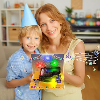 GREETING ART Musical Birthday Cards, Piano Birthday Card With Music and Light, 3D Piano Card, Piano Pop Up Card, Piano Greeting Cards for Men Women