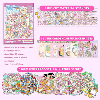 WEINSYT 3D Sticker Scene Therapy Book – DIY Miniature Craft Kit with Repositionable 3D Stickers, Stress Relief Gift for Teens & Adults