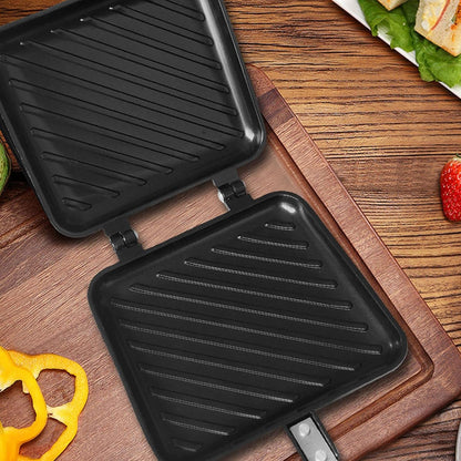 Pwshymi Double Sided Frying Pan, Aluminum Alloy Nonstick Sandwich Pan for Toaster, Breakfast Sandwich Maker