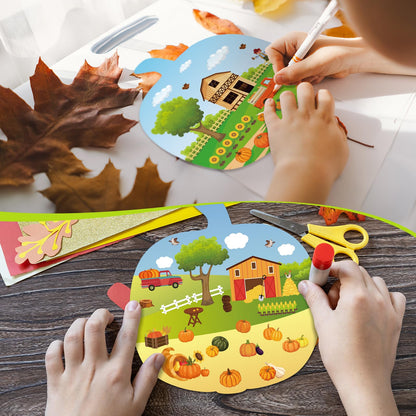 Spiareal 24 Pcs Thanksgiving Autumn Fall Stickers Scene Make a Sticker with Pumpkin Cardboards Your Own Scarecrow Turkey Acorn Classroom DIY Party Decor