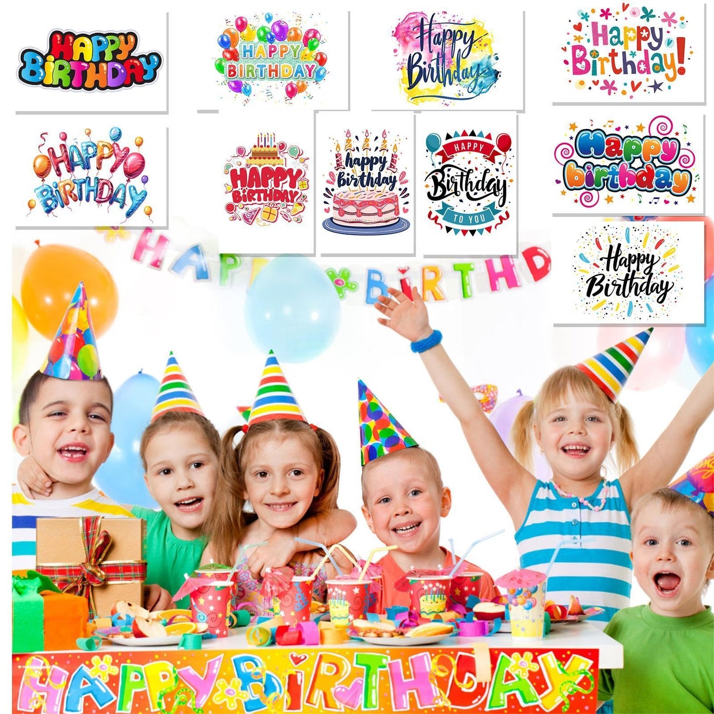 Pinovk 100 Pack Happy Birthday Postcards - Assortment Bulk Birthday Postcards Blank Happy Birthday Postcards 4x6 Inches, 10 Unique Designs, Ideal for Kids, Men, Women, and Elderly