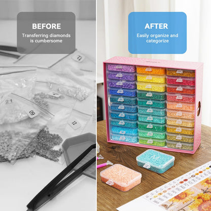 Maxuni 50pcs Diamond Painting Trays with Lids - Thickened Diamond Art Storage Containers, Stackable Diamond Art Trays, Painting Organizer Accessories for 5D Art Beads Storage & Line-Up