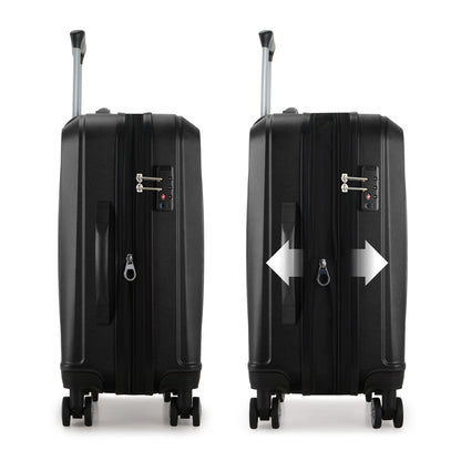 Elite Luggage Expandable Hardside Spinner Luggage,TSA Lock, Black, 3-Piece