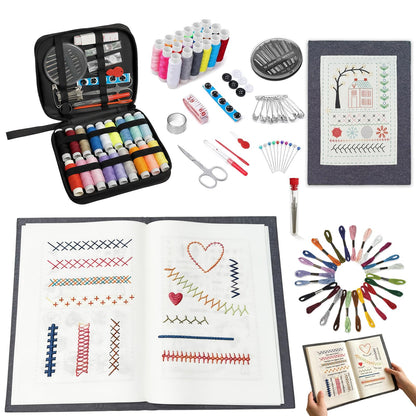 EVOCKAY 2026 Embroidery Stitch Book Kit - Versatile Sewing Box for Cross Stitch, Craft, and Punch Needle Projects - Perfect for Adults and Machine Embroidery Enthusiasts
