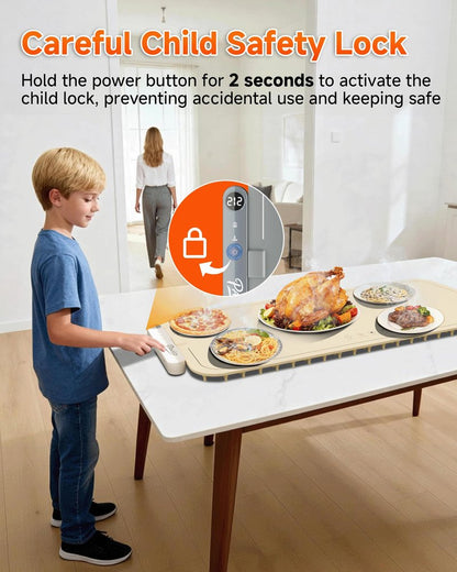 Warming Mat for Food, Extra Large XXL 36"x16" Food Warmer Chafing Dishes for Buffet, Food Warming Mat, Electric Warming Trays for Parties,Portable Heating Pad 6 Level Temp 6 Hour Timer