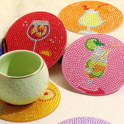 8 PCS Cocktail Diamond Art Coasters Kits, Diamond Painting Coasters with Holder Set of 8, DIY Drink Coasters Art Crafts Supplies for Adults Cup Mat for Home Decor House Warming Gifts Non-Slip 3.9inch