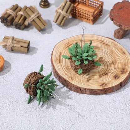 TOYANDONA 2Pcs 1:12 Miniature Dollhouse Plants, Durable Resin Hanging Potted Bonsai for Dollhouse Accessories Decor, Tiny Artificial Greenery for Mini Garden, Living Room & DIY Crafts