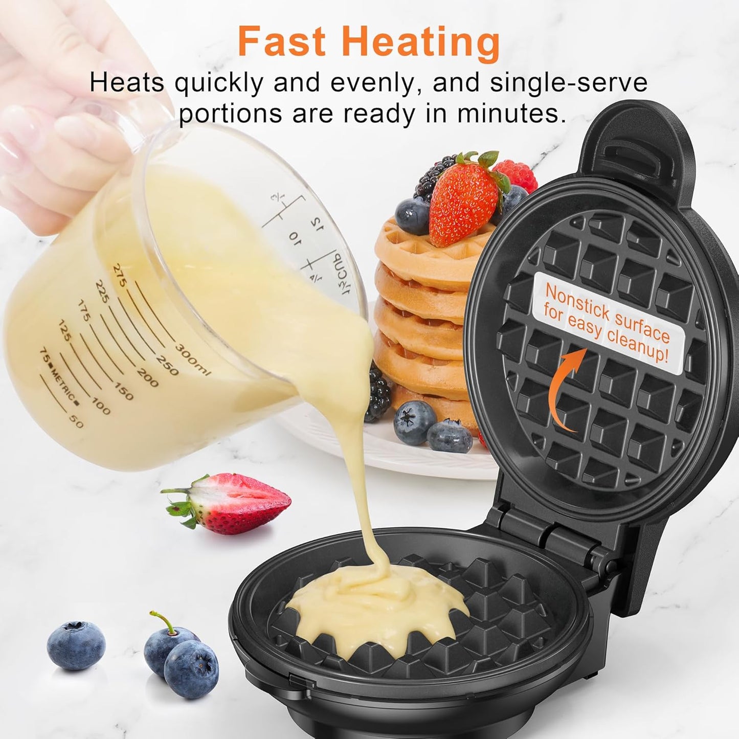 CROWNFUL Mini Waffle Maker, 4" Chaffle Maker with Non-Stick Surface, Easy to Clean, Recipe Guide Included