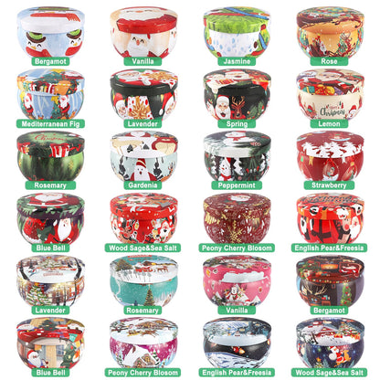 Wfmolcand 24 Packs Christmas Scented Candles Gift- Aromatherapy Candle-2.5oz Soy Wax-Long Lasting Burn time, Advent,Christmas Thanksgiving Gifts, Home Decor.