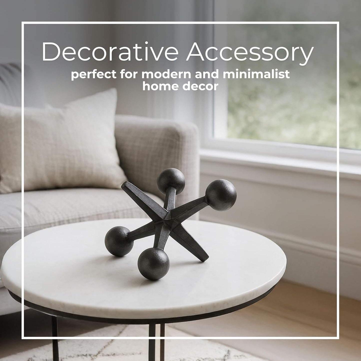 7" 5" Black Metal Jacks Decorative Object Abstract Sculpture Modern Home Decor Ornament Shelf Styling & Coffee Table