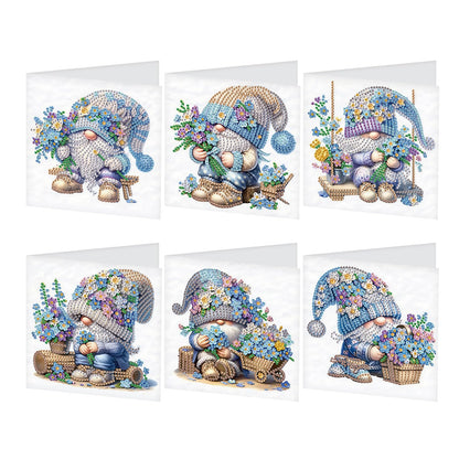 JISHSHAY 6 PCS Gnome Diamond Painting Greeting Cards Flower Diamond Art Birthday Cards with Envelopes Gem Painting Mosaic Kits for Adults, for Anniversary Valentine Thank You Graduation All Occasion