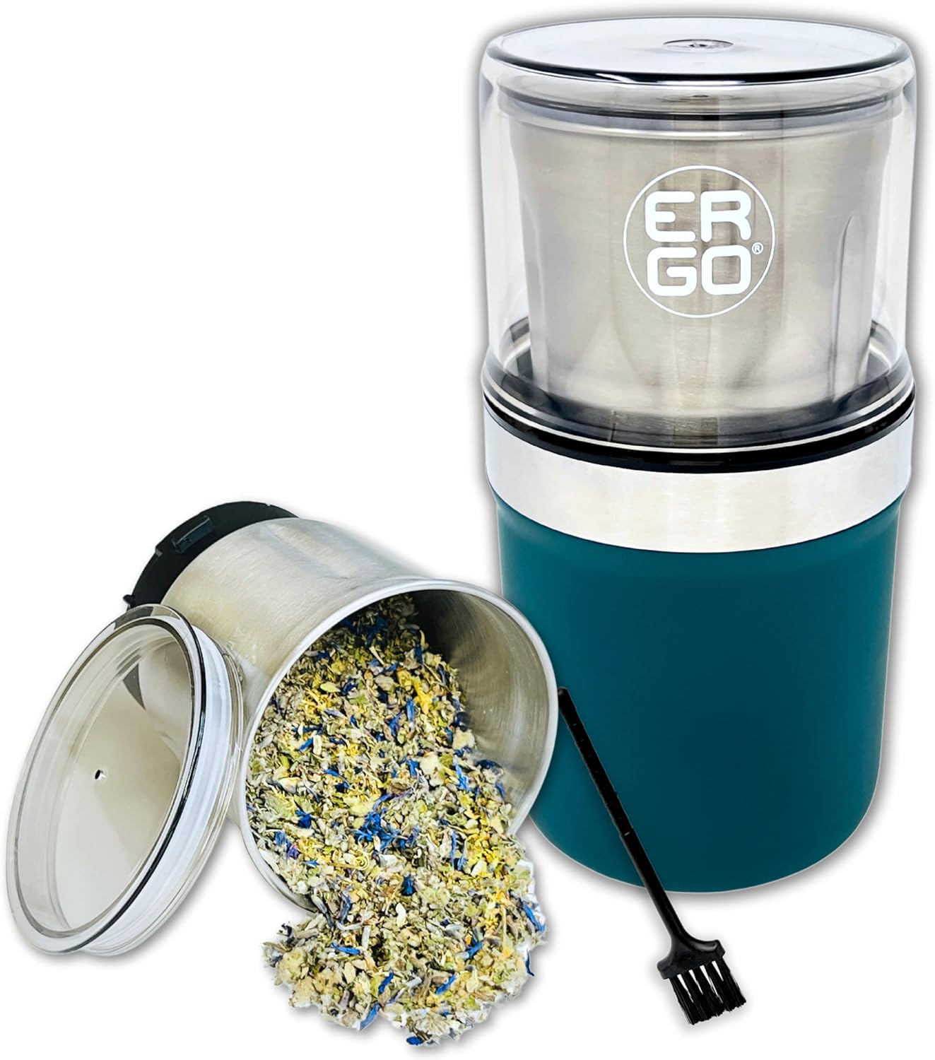 ERGO Herb Grinder - Electric. Large Capacity with Removable (washable) Stainless Cup and Airtight Lid. For Herbs