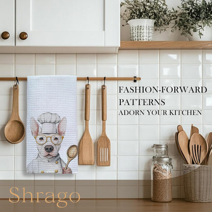Shrago 16x24 Inch Funny Bull Terrier Dog Kitchen Towels, Bull Terrier Gifts for Women Dish Tea Towels for Kitchen, Dog