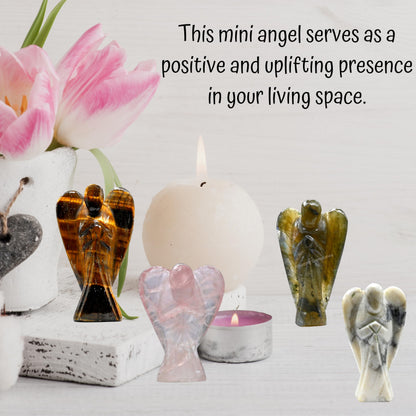Amazing Gemstone Crystal Angel Figurines Bulk Set for Meditation Crystal Grid Gift - Wholesale Bulk Crystals and Healing Stones Premium Gemstones for Protection and Healing Energy - Pack of 5
