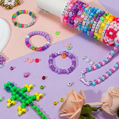 Gionlion 96 Colors 3550 Pcs Pony Beads Bracelet Making Kit, 5 Boxes Friendship Bracelet Kit with Letter Beads 6x9mm Rainbow Bead for Bracelets Jewelry Keychain Making Kit, Mothers Day Gifts Gifts