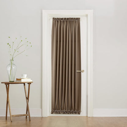 Sun Zero Barrow Energy Efficient Rod Pocket Door Curtain Panel, 54" x 72", Mocha