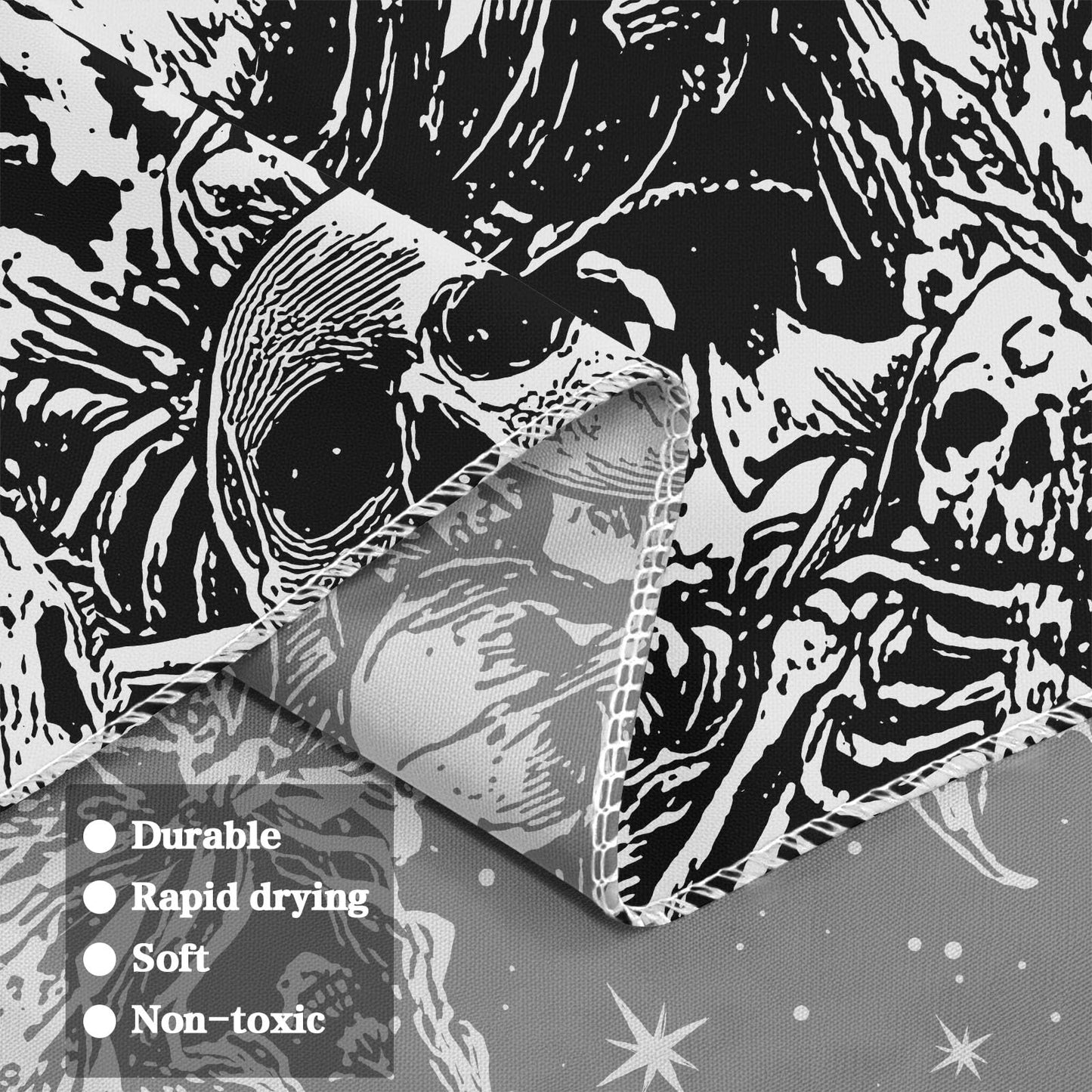 Lifeella Gothic Skeleton Tapestry, Horror Moon Skull Dark Death Grim Reaper Wall Art for Bedroom Grunge Room Decor, Black and White 44x60 inches