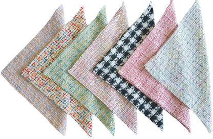 7pcs 12X12 Inches Metallic Thread Tweed Fabric Craft Bundle Squares Patchwork DIY Handmade Material Set Bundle Home Crafts Sewing Scrapbooking Quilting