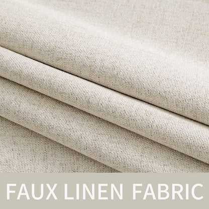 MIULEE Linen Texture Curtains - 100% Blackout Thermal Insulated Drapes | Beige, 52x96 Inch (2 Panels)