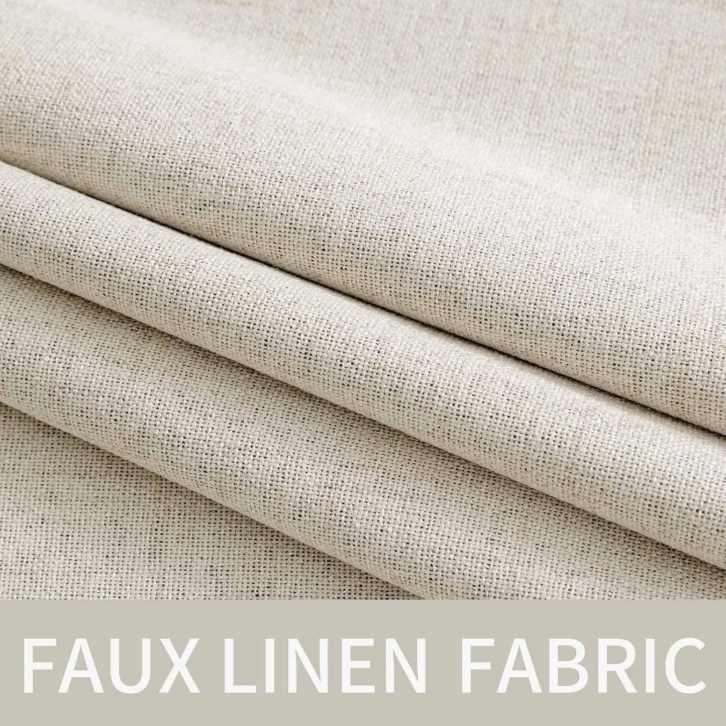 MIULEE Linen Texture Curtains - 100% Blackout Thermal Insulated Drapes | Beige, 52x45 Inch (2 Panels)