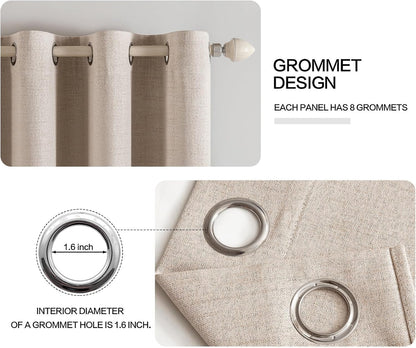 MIULEE 100% Blackout Linen Texture Curtains - Thermal Insulated Natural Beige Drapes | 42 x 84 Inches (2 Panels)