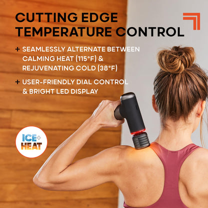 Sharper Image® Powerboost® Pro+ Hot & Cold Deep Tissue Massage Gun - 6 Speeds, 6 Attachments, 5-Hour Battery, Travel Case, Charging Base, Shoulder & Back Massager, Pain Relief Tool, FSA Eligible