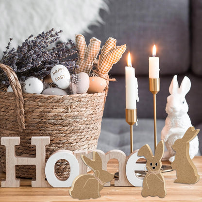24 Pieces Easter Wooden Bunny Cutouts Unfinished Bunny Table Wooden Signs Peeps Bunny Shaped Blank Wooden Signs Rabbit Shape Tabletop Decor for Easter Spring Home Classroom DIY Art Craft, 6 Designs