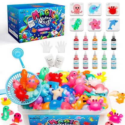 Kiditos Magic Water Elf Toy Kit for Kids, Make Your Own Magic Water Pets, DIY Sensory Craft Kit with 10 Magic Gels & 6 Molds, STEM Science Activity, Party Favors & Birthday Gifts for Kids Ages 3+